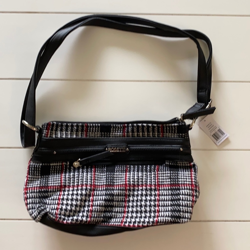 Black white red plaid handbag! NWT!